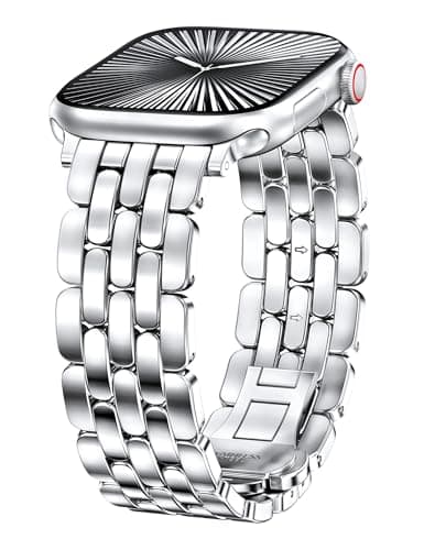 Image of TOYOUTHS Designer Vintage Silver Bracelet for Apple Watch Strap Women 42mm 40mm 41mm 38mm, Stainless Steel Dressy Elegant Luxury Metal Band for iWatch Series 11 10 9 8 7 6 5 4 SE 3 2 1