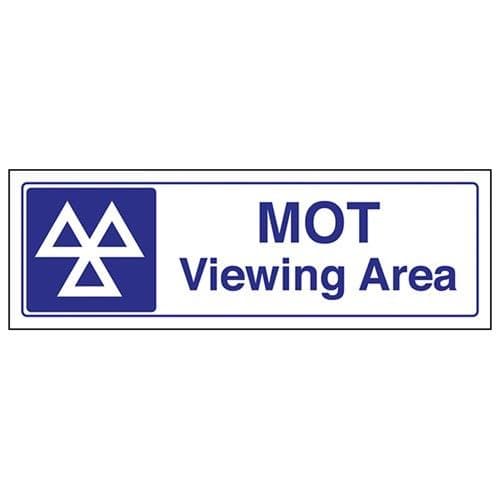Image of V Safety MOT Viewing Area Garage Sign - 300mm x 100mm - Self Adhesive Vinyl