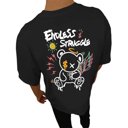 Image of Mens T-Shirts Graphic Fashion Tshirt UK Casual Short Sleeve Tee Tops Hipster Hip Hop T Shirts Cool Shirt 01B#Black Small