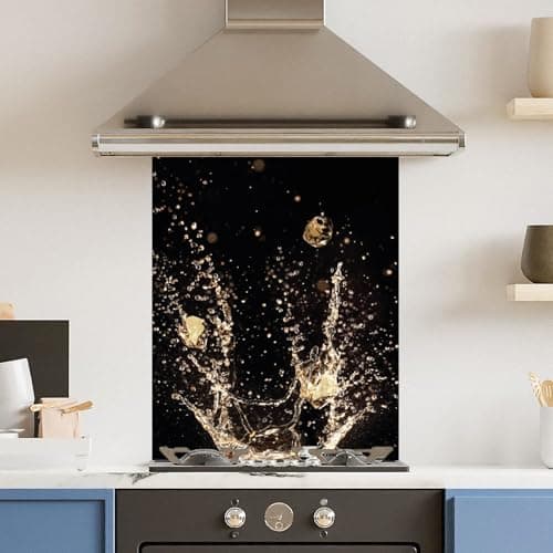 Image of Premium 60 x 75cm Champagne Splash 6mm Glass Toughtened Kitchen Splashback
