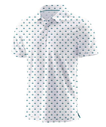 Image of QIXING Summer Mens Golf Polo Shirts Moisture Wicking Printed Short Sleeve Quick Dry Polo T Shirts for Men Casual Golf Tops (White Golf Greens, S)