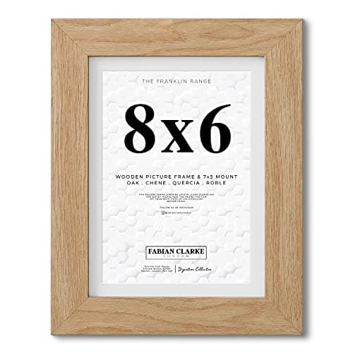 Image of Fabian Clarke London® 8x6 Modern Oak Wooden Picture Photo Frame with White Mount to Hang Portrait or Landscape