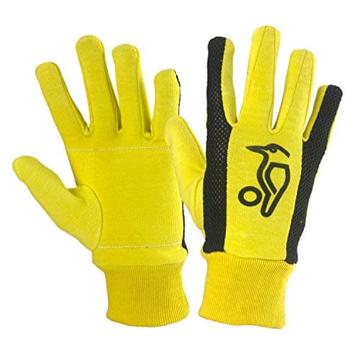 Image of KOOKABURRA Unisex Padded Cotton Wicket Keeping Inners, Yellow/Black, Adult UK