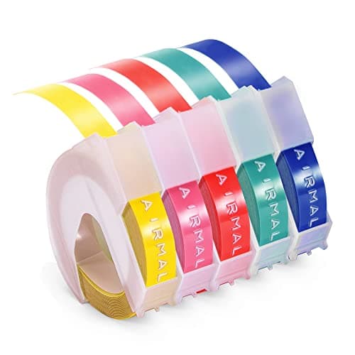 Image of Compatible with Dymo Omega Label Tape Replacement 9mm Embossing Tape 3D Vinyl Labels 3D Labels Pink Yellow Red Lake Green Blue for Dymo Junior Omega Home Label Maker 5-Pack