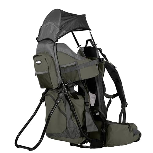 Image of Hiking Baby Carrier Backpack - Comfortable Toddler/Baby Backpack Carrier System with Diaper Change Pad, Insulated Pocket + Rain and Sun Hood to Protect Your Child