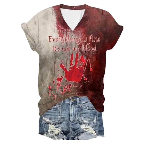 Image of Halloween Costume Unisex Printed T-Shirt for Women, Short Sleeve, Crew Neck, Top, Blouse, khaki, S