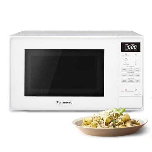 Image of Panasonic NN-E27JWMBBQ 20L Compact Microwave, 800W, Touch Control, 5 Power Levels, 9 Auto Programmes, Defrost, Glass Turntable, White