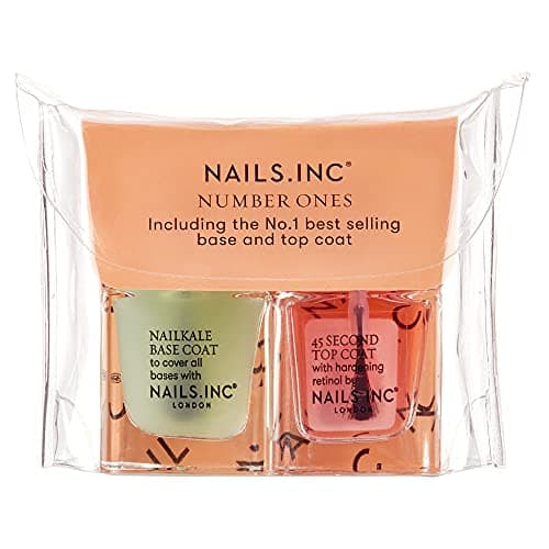 Image of Nails.INC Number Ones Mini Nail Duo, Includes Retinol Rich 45 Second Top Coat and NailKale Superfood Base Coat, Quick Drying and Chip Resistant, Cruelty Free, Vegan