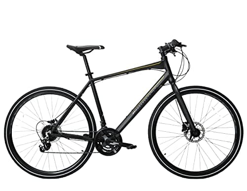 Image of Ammaco Strada 700c Hybrid Trekking Road Commuter Sports Bike 24 Speed Mens Hydraulic Disc Brakes Lightweight Alloy 17" Frame Black