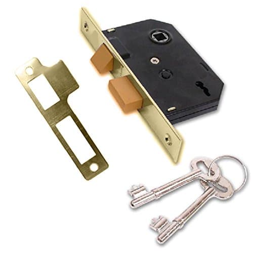 Image of Brass 2/12" 2.5" 64mm Yale Type 2 Lever MORTICE SASH Lock/Door Lock - 2 Keys and Screws Included