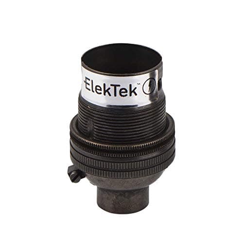 Image of ElekTek Unswitched Lamp Holder B22 BC Bayonet Cap with Shade Ring 10mm/M10 x1 Threaded Bottom Entry - Made in UK - Bronze