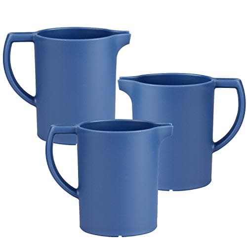 Image of Harfield Blue Small Individual 200ml Custard Milk Gravy Cream Jug Pack of 3 Reusable Polypropylene Plastic
