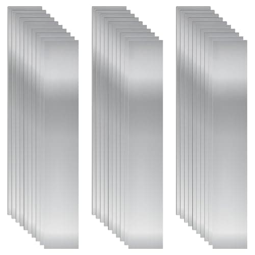 Image of Glarks 30pcs L x W x T 6.1 x 0.98 x 0.0008-0.012’’ Rectangular Shim Stock Assortment, 10 Sizes 304 Stainless Steel Strips, Silver Shim Stock Sheet for Kitchen Trim Gap Filler/DIY/Industrial Use