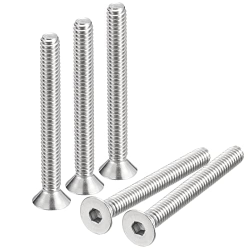 Image of sourcing map 1/4-20x2-1/4" Flat Countersunk Head Socket Cap Screws, 5Pcs 304 Stainless Steel Hex Socket Flat Head Screws, Full Thread, Countersunk Bolts