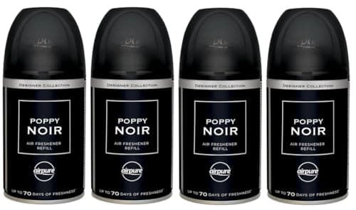 Image of Airpure Air Freshener Refill Tins (4 x 250ml) Automatic Air Freshener Refills (Poppy Noir)