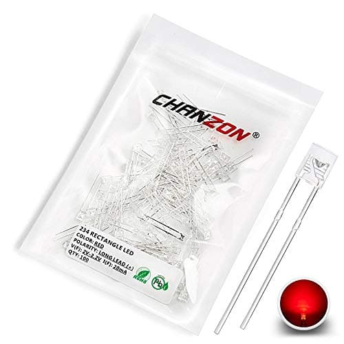 Image of Chanzon 100 pcs 2x3x4 mm Red LED Diode Lights (Square Rectangle Clear Transparent DC 2V 20mA) Lighting Bulb Lamps Electronics Components Light Emitting Diodes
