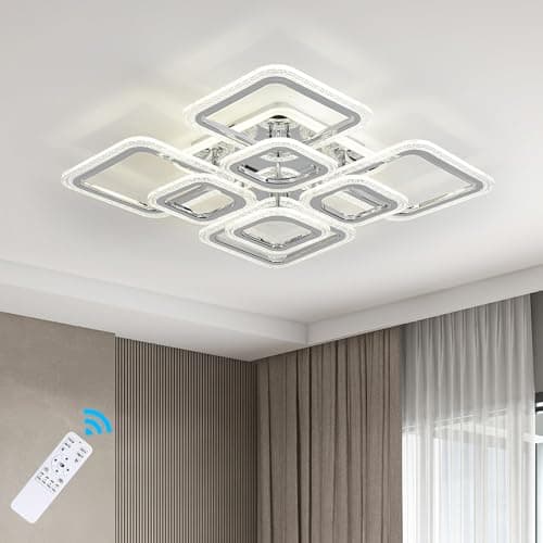 Image of Qcyuui Modern Ceiling Light, Acrylic Flush Mount Led Ceiling Lights, Nordic Chandeliers with 8 Rectangles Lighting Fixture, 100W Chandelier Ceiling Lights Living Room Bedroom Dining Room Kitchen