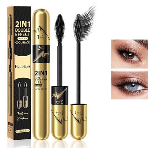 Image of Ninnyi 2 In 1 Waterproof Tubing Mascara,Clump-Free 4d Silk Fiber Long Lash Mascara Volume and Length for Makeup Black
