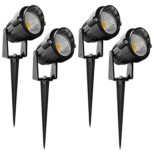Image of 4vwin Outdoor LED Garden Spike Lights IP65 Waterproof Landscape Pathway Lighting with BS Plug and Spike Stand for Garden, Yard, Pathways, 3000K Warm White (4 Pack (Warm White COB))