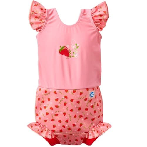Image of Splash About Baby Girls Happy Costume One Piece Swimsuit, Strawberry Field, 2-3 Years UK