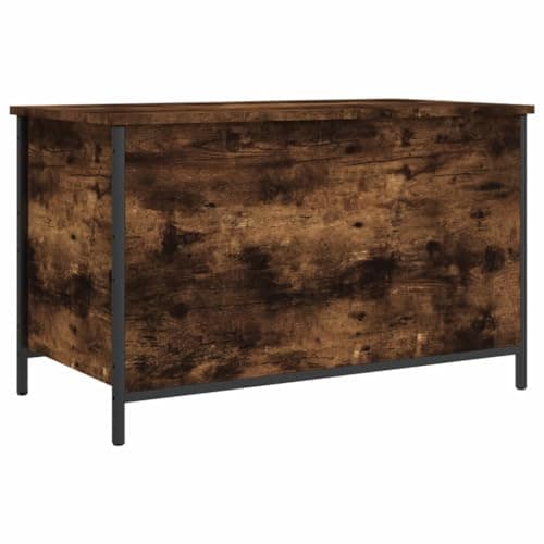 Image of vidaXL Storage Bench - Smoked Oak Engineered Wood - Versatile for Hallway, Living Room or Bedroom - Large Space - Adjustable Feet