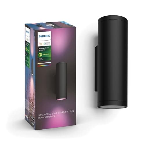 Image of Philips Hue Appear Colour Smart LED Outdoor Wall Light, LED Outdoor Lighting for Patios and Gardens, Ambient Lighting Compatible with Alexa, Google Assistant and Apple Homekit