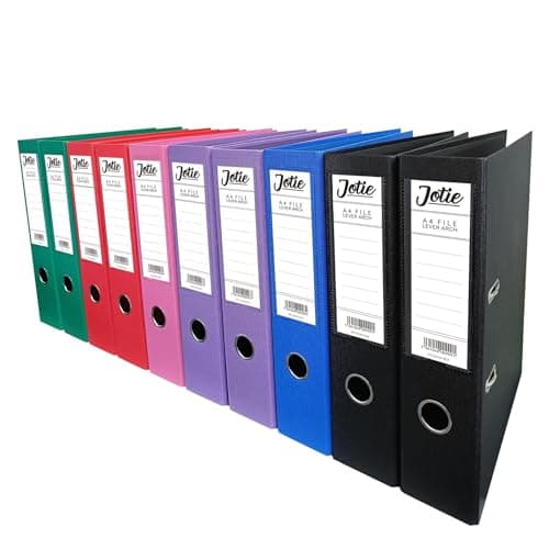 Image of Set of 10 A4 Lever Arch Files for Paperwork A4 Folders with 70mm Spine, Thumb Ring & Elegant Anti-Spill Cover | Large Ring Binders | File Storage & Office Supplies Assorted Colours
