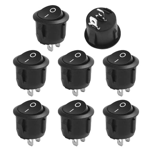 Image of 8Pcs 12V Round Rocker Switches, Mini Round Toggle Switch AC 6A/250V 10A/125V SPST 2 Pin Car Switches for Car, Boat, Homehold Application