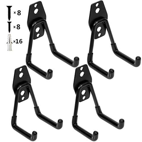 Image of PiPaFox Garage Storage Utility Double Hooks, Heavy Duty Wall Mount Organizer Tool Hanger with Anti-Slip Coating