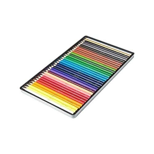 Image of Amazon Basics Coloured Pencils in Tin Box, Pack of 36 - Assorted Colours