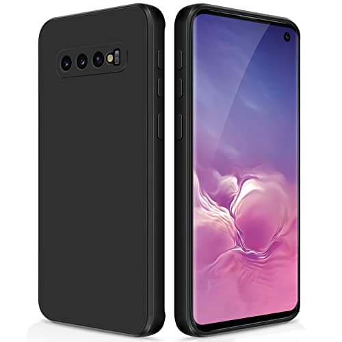 Image of GiiYoon Case Compatible with Samsung Galaxy S10, Silky-Soft Touch Full-Body Protective Phone Silicone Case, Shockproof Cover with Microfiber Lining, Black