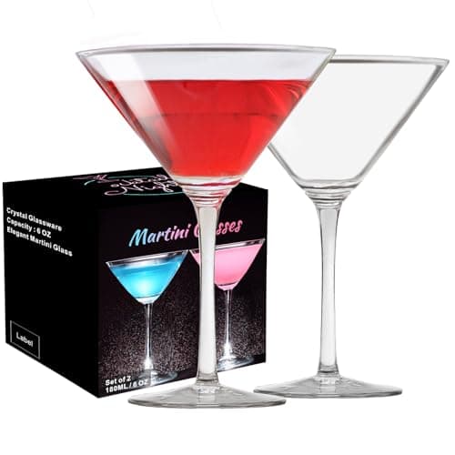 Image of ParaCity Martini Glasses Set, Coupe Glasses, Hand Blown Premium Martini Glasses, Perfect for Cocktails, Martinis, Margaritas, Parties, Catering Boxes and Gifts(6 OZ/180ML) (2)