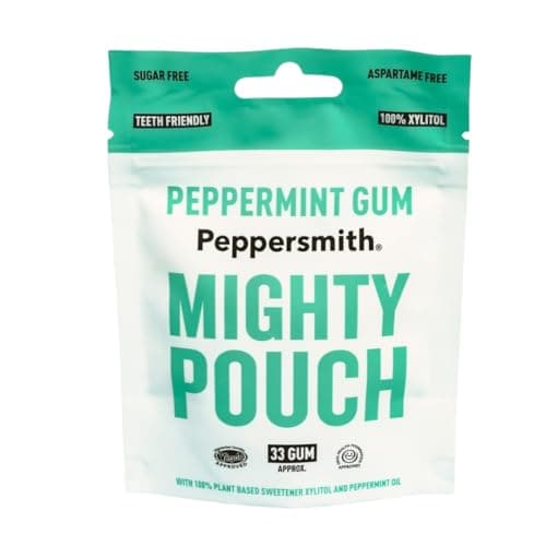 Image of Peppersmith - British Peppermint Gum - Vegan Friendly - 100% Plant Based Xylitol - Natural Flavours - Freshens Breath - Sugar Free Gum - Benefits Oral Health - Mighty Box - 33 Pieces