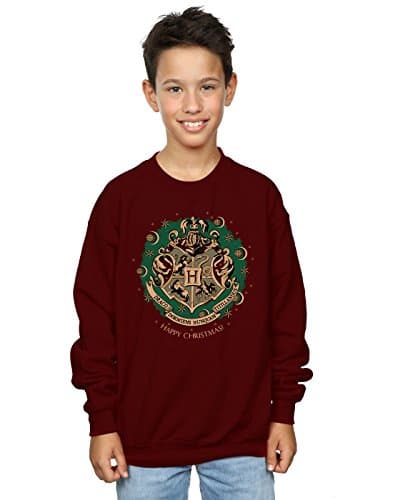 Image of Harry Potter Boys Christmas Wreath Sweatshirt 5-6 Years Burgundy