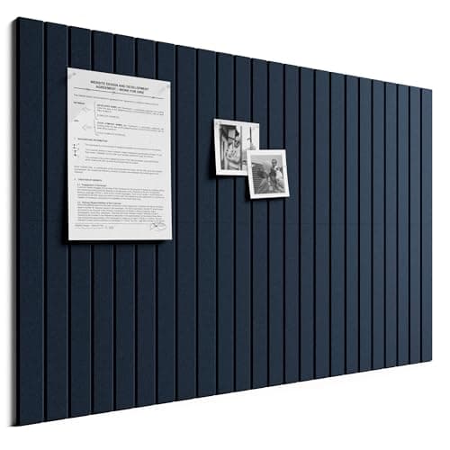 Image of Bumusty Large Cork Board Alternative-36 x 24" Felt Bulletin Board Tiles, with 30 Pushpins, 40 Adhesive Tabs, 6-Pack Slat Wall Paneling, Cork Boards for Office Push Pin Board Felt Board-Carbon Blue