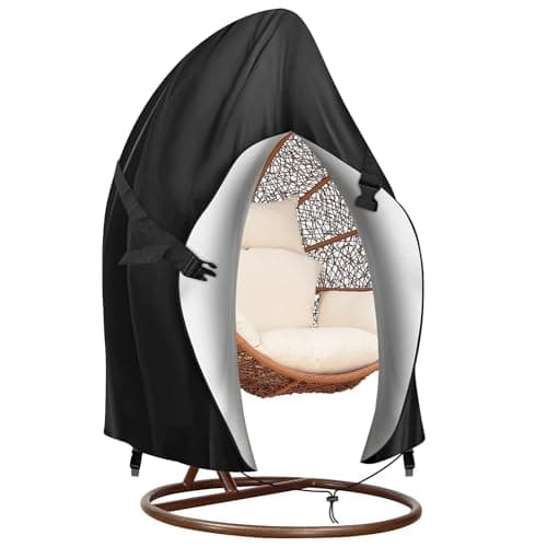 Image of Emwel 230x200cm Double Egg Chair Cover Waterproof, 2 Seat Heavy Duty Egg Swing Chair Cover,Patio Hanging Egg Chair Covers,Cover with Zipper Strap,Windproof Durable Garden Furniture Protector