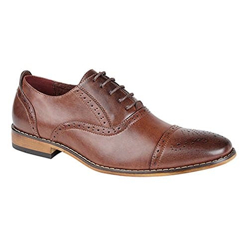 Image of Goor Mens Capped Lace Oxford Brogue Shoes (11 UK) (Mid Brown)