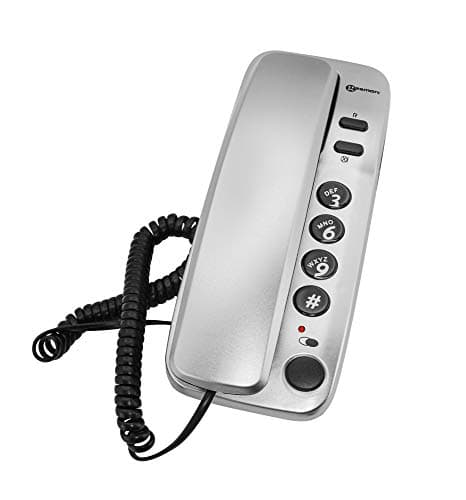 Image of Geemarc Marbella - Gondola Style Corded Landline Telephone with Large Buttons, Mute Function and Visual Ring Indicator - Wall Mountable - UK Version - Silver