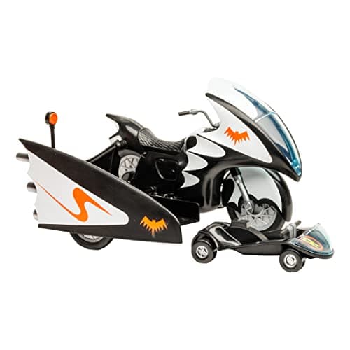 Image of McFarlane Toys, DC Multiverse, DC Retro Batman Batcycle Vehicle Action Figure with Side Car, Collectible DC Retro 1960's TV Figure – Ages 12+
