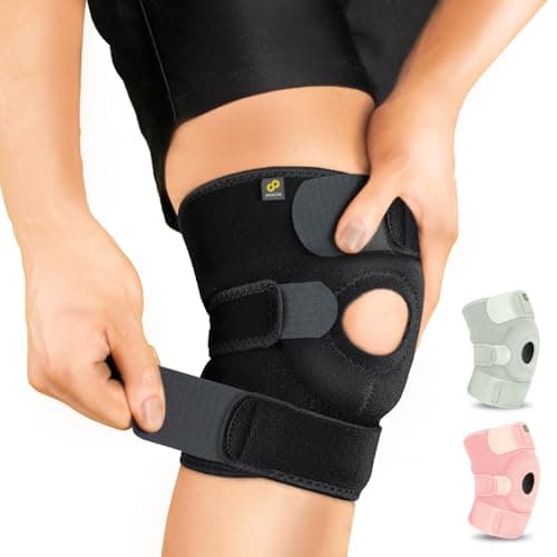 Image of BRACOO Adjustable Compression Knee Support with Patellar Pad for Men & Women – Knee Brace Sleeve for Arthritis, Runner's Knee, Running, Gym, Football, KS10 (Black)