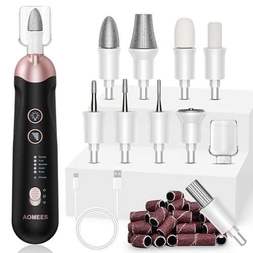 Image of Electric Nail File & Drill Kit: Pedicure Sets for Feet & Hands Care with Electric Nail Drill, 9 Attachments for Pain-Free Trimming, Buffing & Shaping | 5 Speeds, Pedicure Tools & Nail Kit Manicure Set