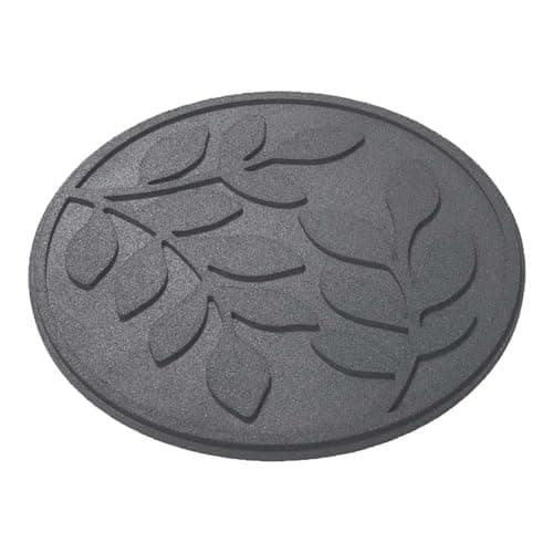 Image of Nicoman Garden Recycled Stepping Stones with Leaf Design, Reversible, Rubber, Hard Wearing (Grey, Set of 1)