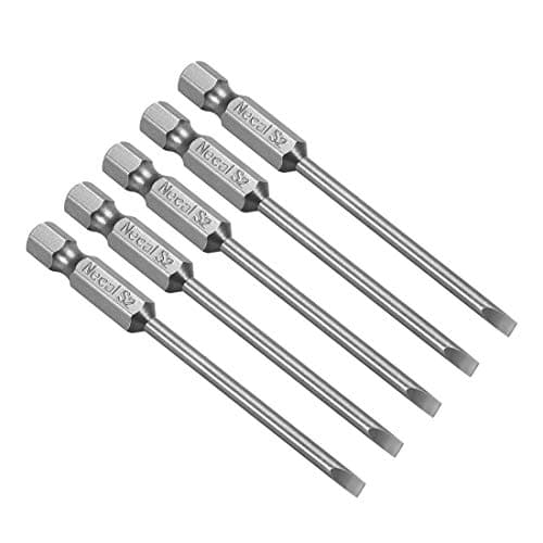 Image of sourcing map 5 Pcs 3mm Slotted Tip Magnetic Flat Head Screwdriver Bits, 1/4 Inch Hex Shank 3-inch Length S2 Power Tool