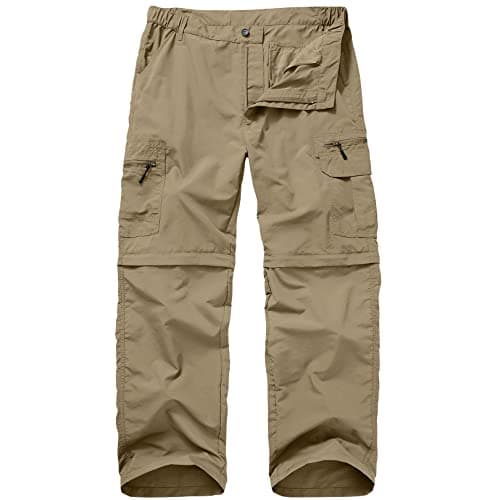 Image of Winebox Walking Hiking Trousers Mens, Convertible Zip Off Lightweight Quick Dry Breathable Cargo Fishing Safari Camping Travel Pants(khaki-38)