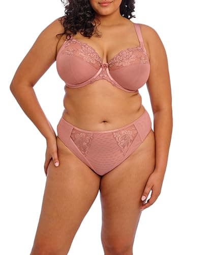 Image of Elomi Women's Teagan High Leg Brief Bikini Style Underwear, Ash Rose, 4XL Plus