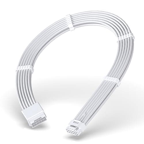 Image of EZDIY-FAB 16pin (12+4) 12VHPWR PCIe 5.0 GPU Power Sleeved Cable Extension, Male to Female, Compatible with RTX 5080, 5070, 4090, 4080, 4070,16AWG with Cable Combs-All White