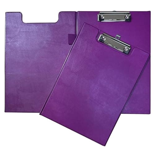 Image of Janrax Purple Foldover Clipboard – A4 Folding Clipboard with Front Cover, Inside Pocket & Hanging Hook