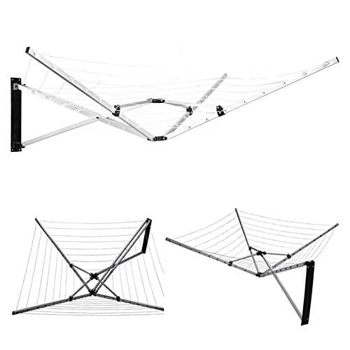 Image of Denny Shop 5 Arm 26m Wall Mounted Folding Cloth Dryer Concertina Clothes Airer Washing Line by Crystals®