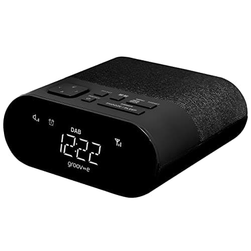 Image of Groov-e Roma DAB & FM Clock Radio - Alarm Clock with USB Charging Port - LED Display - Mains Operated - Portable Radio - 40 Preset Stations - Black