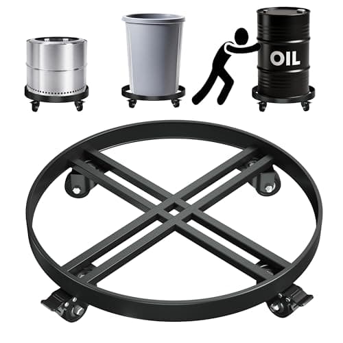 Image of LYUND 55 Gallon Drum Dolly – Heavy-Duty All-Steel Barrel Cart with Cross Braces, 4 Swivel Caster Wheels, 2000 lbs Capacity Non-Tipping Hand Truck for Warehouse Drum Handling & Transport.